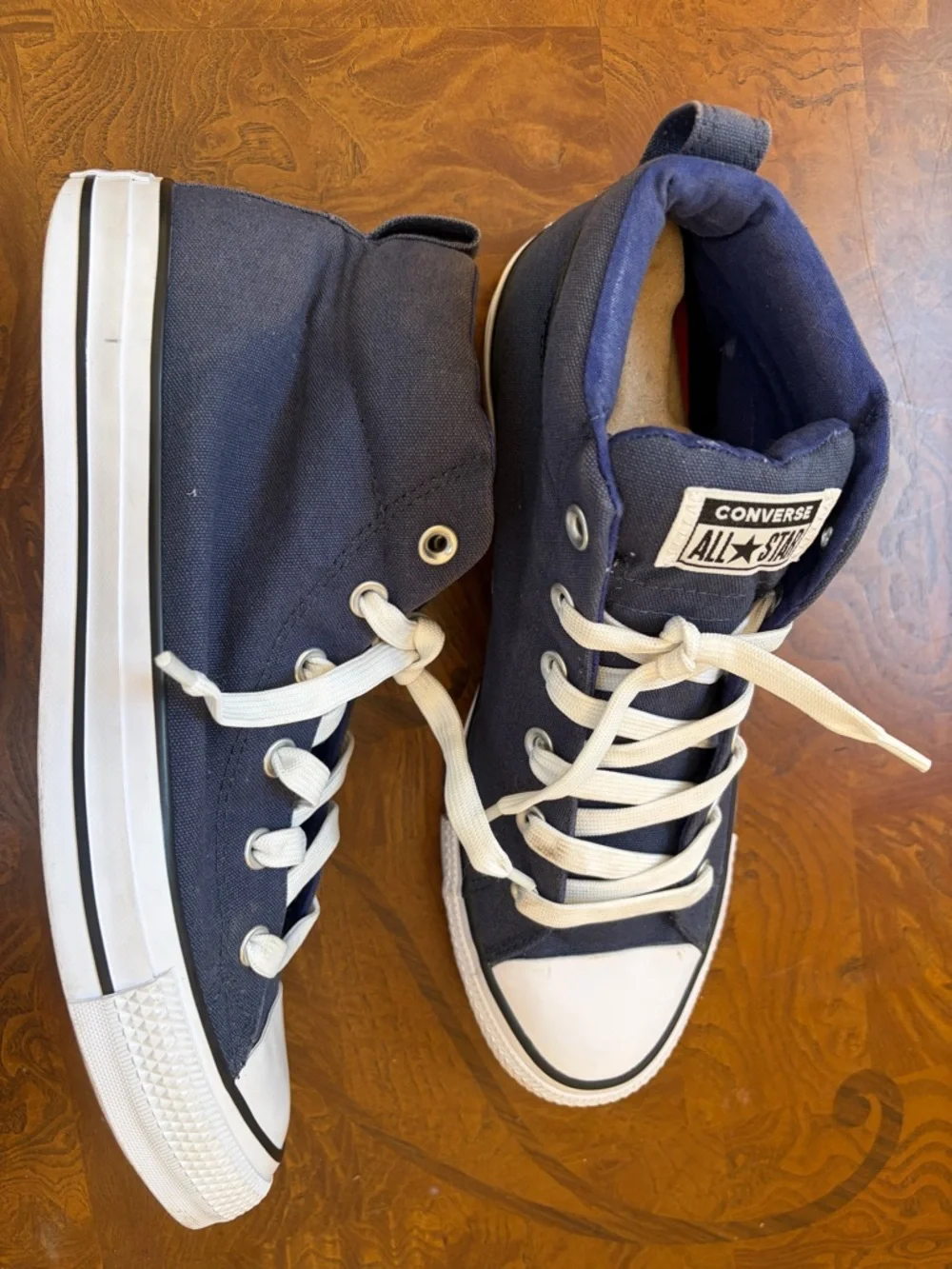 Converse Navy and White High-Top Sneakers - Picture 7 of 10